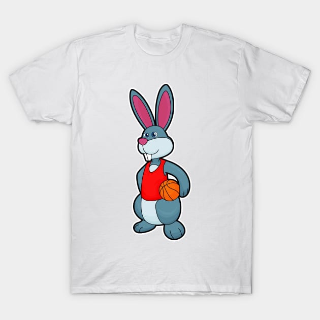 Rabbit as Basketball player with Basketball T-Shirt by Markus Schnabel